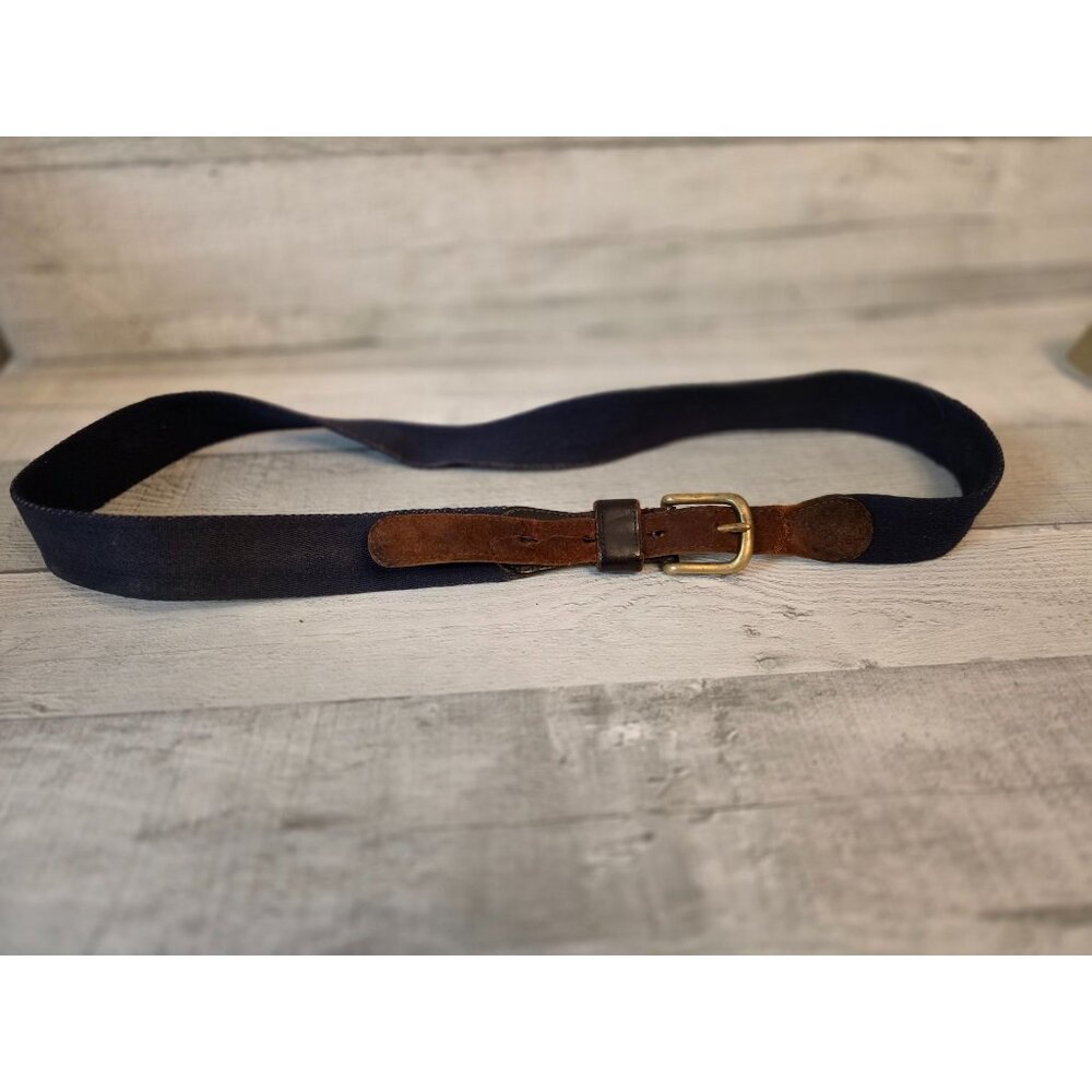 Vintage Coach Leather & Canvas Belt With Brass Buckle 40" Size Made In USA